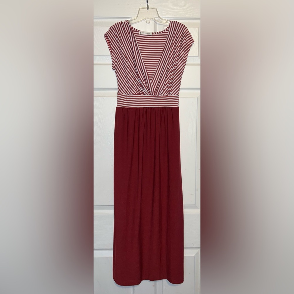 Jon & Anna Striped top and knot back Maxi Dress Size Small EUC